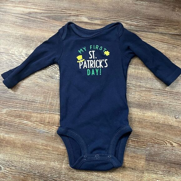 Carter’s Just One You It’s My First St. Patrick’s Day Blue Baby Boy Onesie - Picture 1 of 4